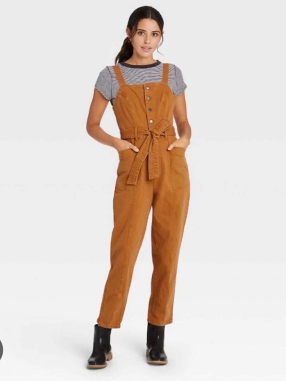 Universal Thread Rust/Brown Button-Front Overalls Jumpsuit Farmers Market Size 6